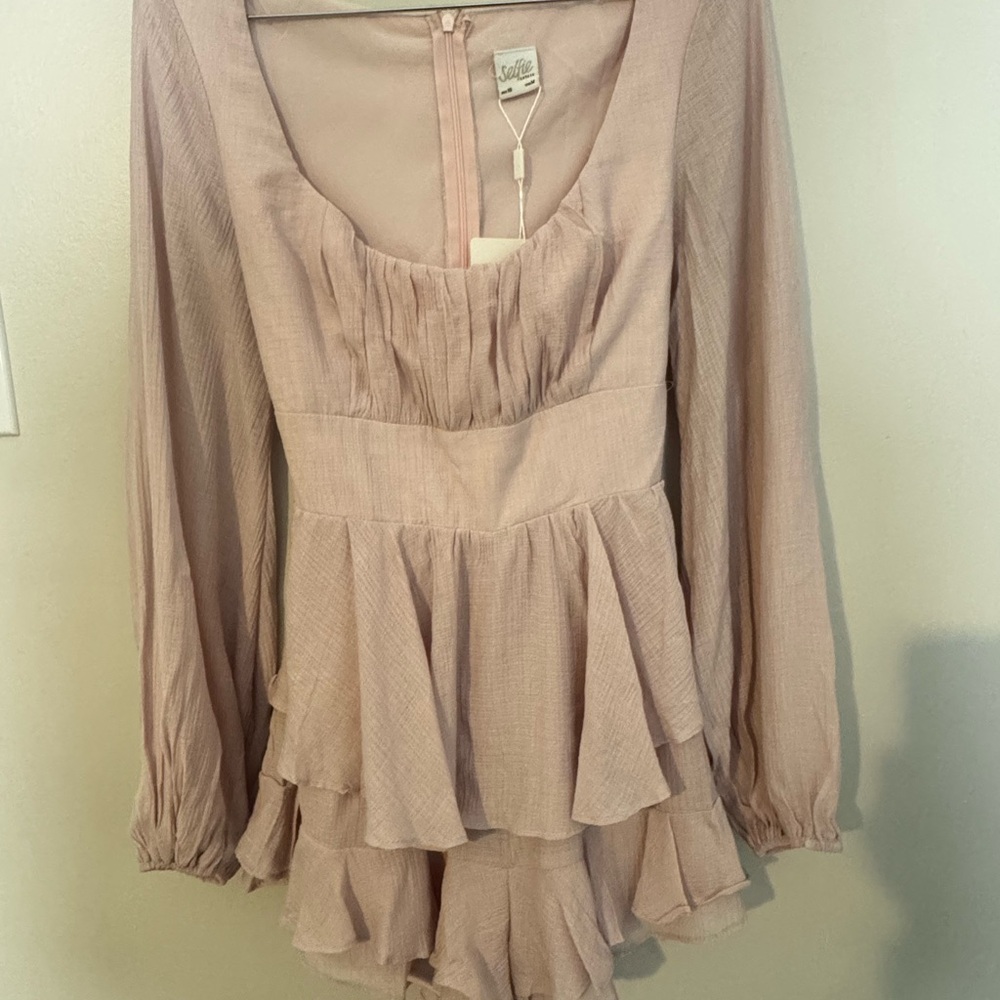 Selfie Leslie Tan Ruffled Smocked romper